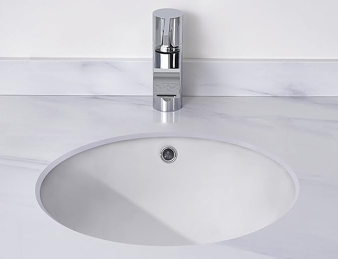 18 Inch Vessel Sink Oval Undermount Bathroom Sink Ceramic Vanity Sink with Overflow, White UB-11