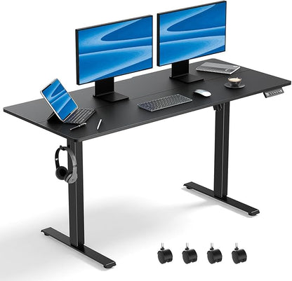 55 x 24 Inch Electric Standing Desk Adjustable Height, Sit Stand Desk, Stand up Desk for Home Office, Computer Workstation (Spliced Desktop,Black)