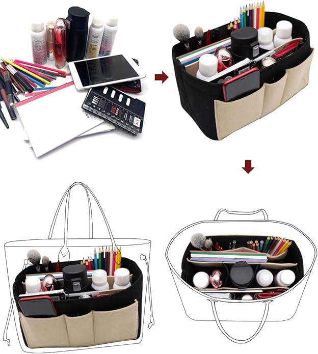 LEXSION Felt Insert Bag Organizer Bag In Bag For Handbag Purse Organizer Fits Speedy Neverful