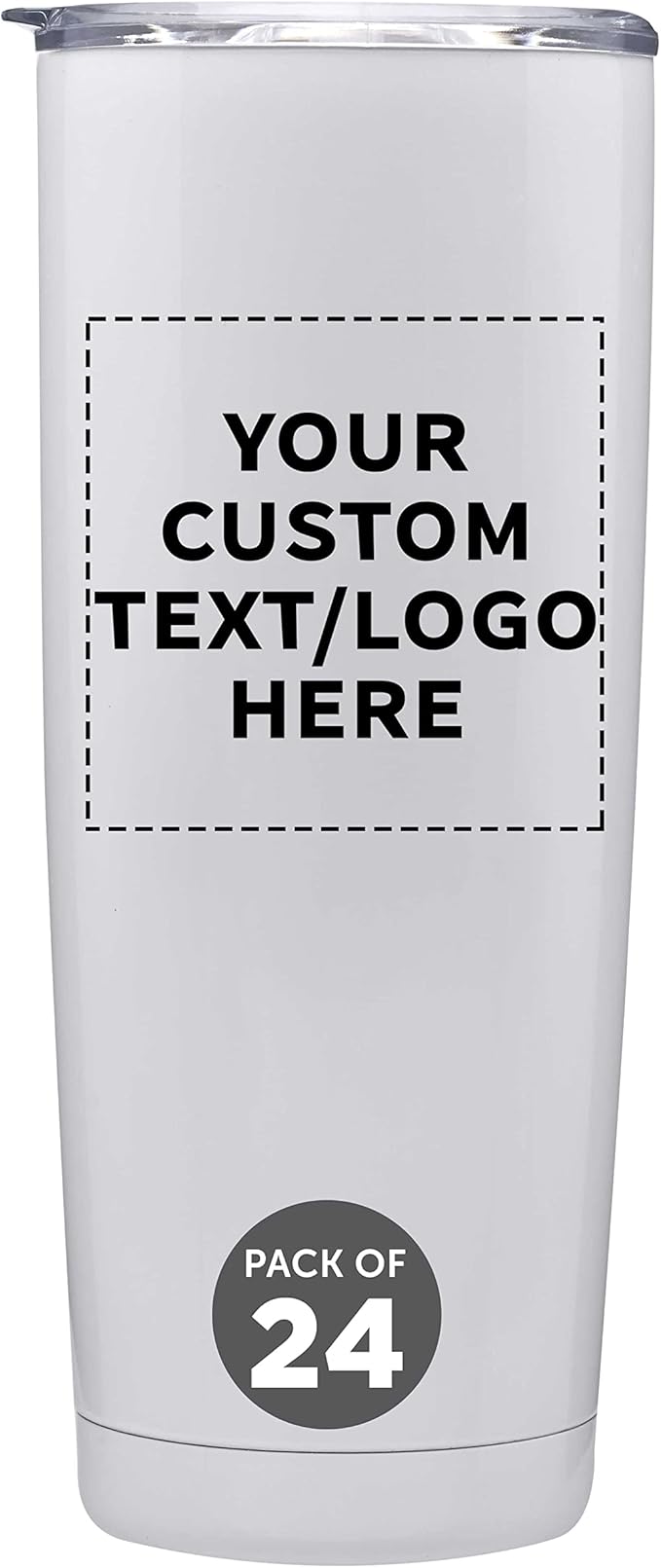 Custom Pipette Stainless Steel Coffee Tumblers 20 oz. Set of 24, Personalized Bulk Pack - Double Wall, Perfect for Coffee, Hot Cocoa, Other Hot & Cold Beverages - White