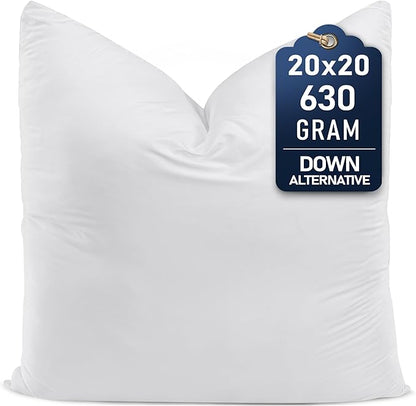 Utopia Bedding Throw Pillows (Set of 1, White) – 20 x 20 Inches Down Alternative Pillows for Bed, Sofa, and Couch - Fluffy Decorative Stuffer Pillow for Indoors & Outdoors
