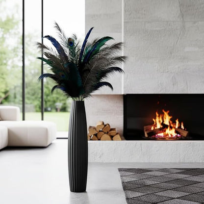 Floor Vases, Tall Floor Vase 23.6 inch (60CM, 1.96FT) Tall Vases, Sturdy Black Vase for Living Room Decor, Resin Black