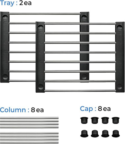 carrotez Cabinet Organizer Shelf, Set of 2 Stackable Kitchen Counter Shelves, Kitchen Cabinet Organizers and Storage, Pantry Storage Shelf Organizer, 9.8 x 7.8 x 6.1 - Black