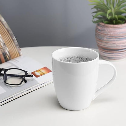 Mfacoy Porcelain Coffee Mugs Set of 6, 13 Ounce Coffee Cups with Handle, Ceramic Tea Mugs for Latte, Hot Tea, Cappuccino, Mocha, Cocoa, Mug Gift Set, Dishwasher and Microwave Safe, White