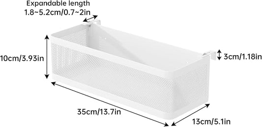 Bedside Caddy Shelf for Bunk Bed, Office Cubicle Walls, Crib Rails, Dorm Bed College Dorm Room Essentials Bed Shelf for Cell Phone Headphone Magazine Snacks(White, L13.78in*W5.12in*H3.94in)