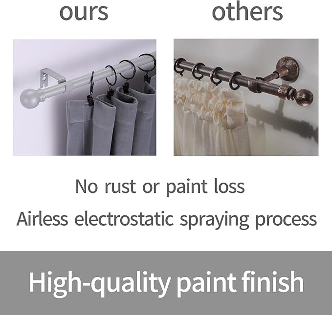 Thestoa Curtain Rods for Windows 30-62 Inch, 5/8" Brushed Nickel, Stainless Steel Small Curtain Rods for Bedroom, Living Room, Kitchen, Farmhouse, Outdoor