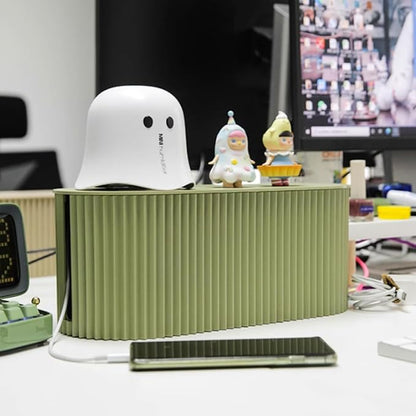 Cable Management Box,Desk Cord Organizer with Groove Cover,Plastic Cord Hider Box,Large Cable Box Organizer,Power Socket Management for TV/Computer/Router/Games Console Cable Storage (Green)