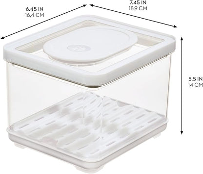 iDesign Fridge Produce Bin with Removable Drainage Tray and Lid - Set of 4 - Clear
