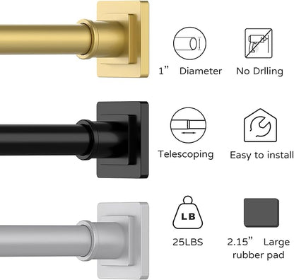 UIOSANRT Gold Shower Curtain Rod 31-79 Inches Non-Slip Shower Rod Tension Mounted No Drill Shower Curtain Rods Spring Tension Rod Adjustable Tension Curtain Rod for Windows Bathroom