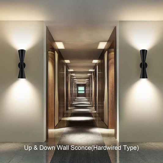 Wall Sconces Set of Two, Bathroom Sconces Lighting 13 inch Black Modern Sconces Wall Decor Set of 2 Indoor Wall Light Fixtures for Living Room Hallway Staircase Bedroom Hardwired