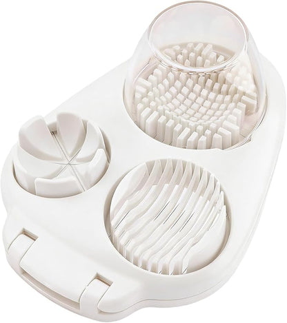 3 in 1 Boiled Egg Slicer, Manual Egg Slicer for Hard Boiled Eggs, 3 Slice Modes Chopper Cutter Stainless Steel Dicer, Kitchen Gadget for Butter Strawberry Tomato, Labor Saving
