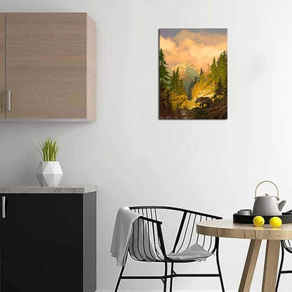 arteWOODS Canvas Wall Art Decor Grizzly Bear for Bedroom Living Room Forest Rocky Mountain Modern Canvas Artwork Contemporary Picture Prints for Office Wall Decoration 12" x 16"
