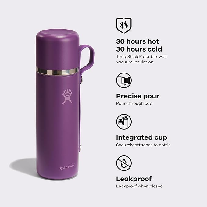 Hydro Flask Hot Flask & Cup – Insulated Stainless Steel, Hot Drink Travel Container for Coffee & Tea 28 Oz Agave Green