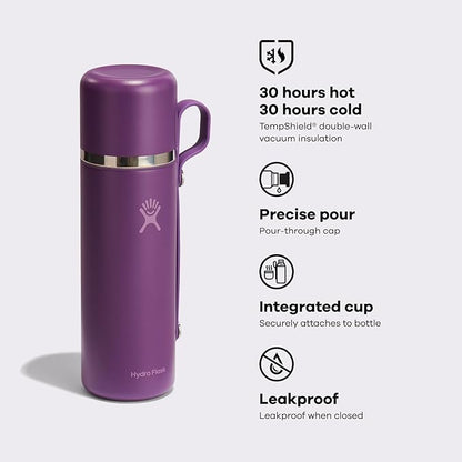 Hydro Flask Hot Flask & Cup – Insulated Stainless Steel, Hot Drink Travel Container for Coffee & Tea 28 Oz Agave Green