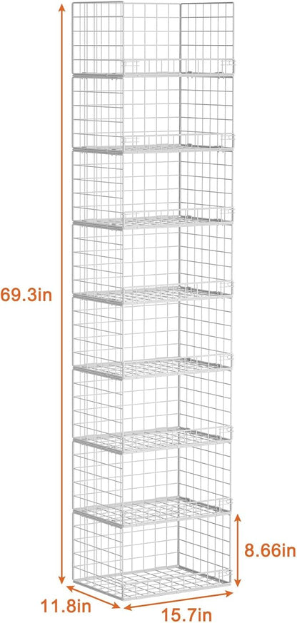 Yociyoga 8-Tier Stackable Closet Organizers and Storage Shelves, Foldable Closet Shelf Organizer, Stackable Storage Bins Drawers for Closet Organizer System, White(Patent No. 30022416)