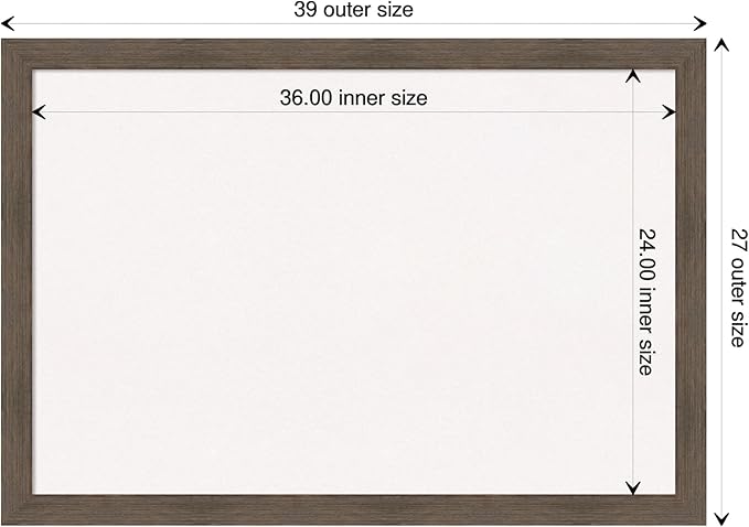Amanti Art White Cork Board for Wall, 27x39 Vision Board with Brown Wood Frame, Large Corkboard Office Decor for Home Organization, Rustic Farmhouse Corkboard Pinboard to display items for home