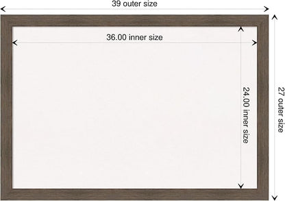 Amanti Art White Cork Board for Wall, 27x39 Vision Board with Brown Wood Frame, Large Corkboard Office Decor for Home Organization, Rustic Farmhouse Corkboard Pinboard to display items for home