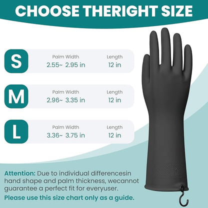 4 Pairs Rubber Dishwashing Gloves with Hanging Hooks - Reusable Cleaning Gloves for Kitchen & Household, Non-Slip, Durable and Flexible (Large, 4 Colors: Black, Pink, Blue, Purple)