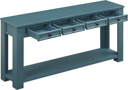 Knocbel Console Table Hallway Entryway Side Table, 63" Long Sofa Table Furniture with 4 Drawers and Bottom Shelf for Living Room Home Decor, New Dark Blue