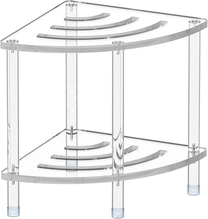 Sumerflos Acrylic Corner Shower Stool, Clear Shower Bench for Shaving Legs Seating Waterproof Heavy Duty Assemble Modern (Clear, 15.75" D x 15.75" W x 18.11" H)