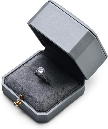 Octagonal Jewelry Single Ring Box PU Leather Ring Box for Proposal
