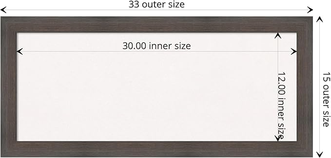 Amanti Art White Cork Board for Wall, 15x33 Vision Board with Brown Wood Frame, Medium Corkboard Office Decor for Home Organization, Rustic Farmhouse Corkboard Pinboard to display items for home