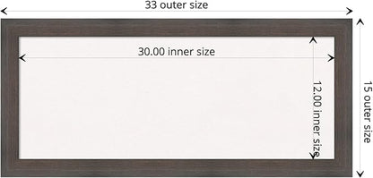 Amanti Art White Cork Board for Wall, 15x33 Vision Board with Brown Wood Frame, Medium Corkboard Office Decor for Home Organization, Rustic Farmhouse Corkboard Pinboard to display items for home