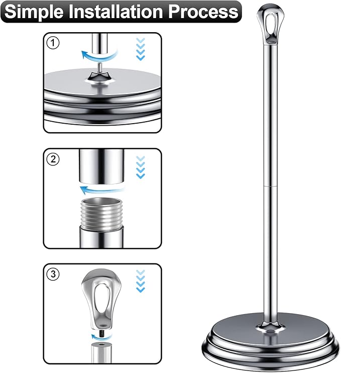 KASUNTO Toilet Paper Holder with Rustproof, Metal Free Standing Toilet Paper Stand Storage for Bathroom, Tissue Paper Roll Holder for Bathroom Accessories (Polished Chrome)