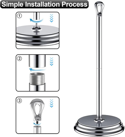 KASUNTO Toilet Paper Holder with Rustproof, Metal Free Standing Toilet Paper Stand Storage for Bathroom, Tissue Paper Roll Holder for Bathroom Accessories (Polished Chrome)