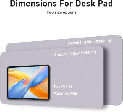 Aothia Faux Leather Desk Mat - Non-Slip PU Leather Desk Blotter, Waterproof Writing Surface, Large Desk Pad for Office & Home (Smoky Lavender, 55" x 17")