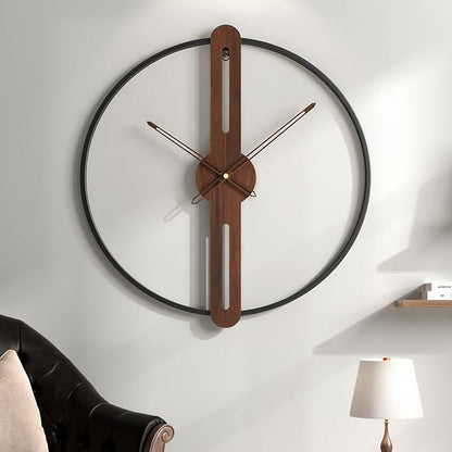 Cuspin 24 Inch Large Wall Clock for Living Room, Modern Silent Non Ticking Battery Operated Big Clock, Rustic Minimalist Wood Metal Frame Decorative Wall Clocks for Office, Bedroom, Kitchen