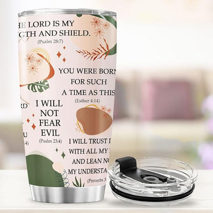 Christian Bible Verse Travel Cup, Inspirational Scripture Quotes Gift 20oz Stainless Steel Insulated Tumbler, Religious Faith Drinkware for Women, Men, Church Members