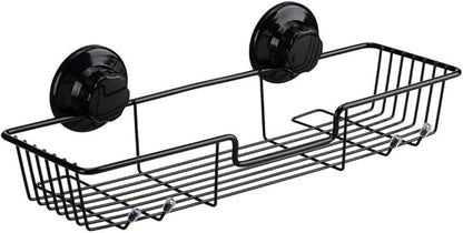 SANNO Suction Cups Shower Caddy, Bathroom Storage Combo Organizer,Rustproof Wire Basket for Kitchen Bathroom Accessories - Stainless Steel,Black