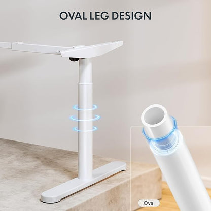 FLEXISPOT Bamboo Electric Standing Desk with Elegant Oval Legs & Curved Desktop, 60"x30" Height Adjustable Desk for Home Office & Living Spaces, White Frame