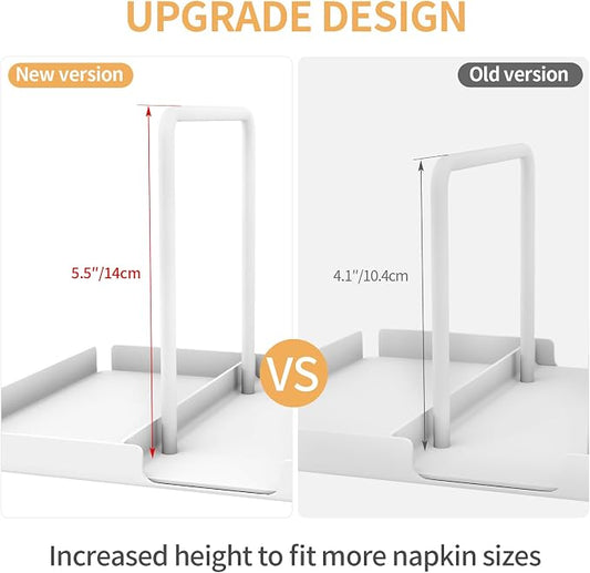 Napkin Holder for Table, Metal Napkin Holder with Salt and Pepper Shakers Caddy, Standing Paper Napkin Storage for Kitchen Dining Table Decor, White