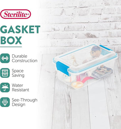 Sterilite 24-Pack Gasket Box, Weather-Resistant Storage Bins with Latching Lids, 7.5 Quart - Heavy-Duty Organizing Containers for Closet, Bathroom, and Office