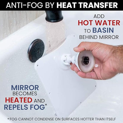 MIRRORVANA Shower Shaving Mirror with Dual Anti Fog - Fogless Shatterproof Surface with Razor Holder and Strong 360° Suction Cup (8" x 7", White)