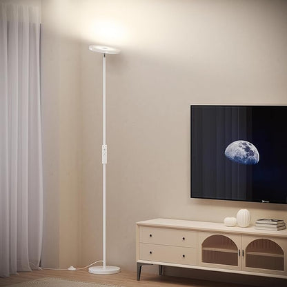 SUNMORY Floor Lamps for Living Room, 32W/3000LM Super Bright LED Floor Lamp with Remote Control, 69" Tall Standing Lamp with Stepless Dimmable, Modern Torchiere Corner Lamp for Bedroom, Office White
