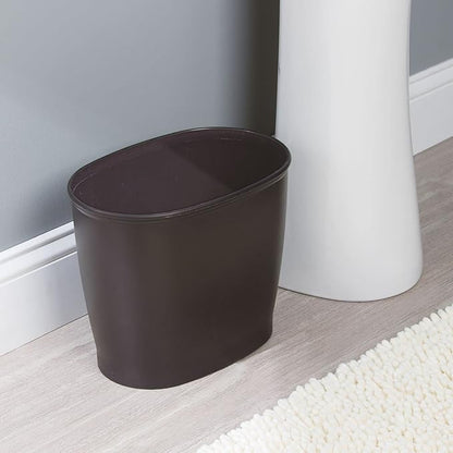 mDesign Plastic Compact Toilet Bowl Brush, Round Slim Wastebasket, Garbage Can/Recycling Bin Combo - Bathroom Cleaning/Storage, Holds Tissue, Cotton Balls, Trash, Hyde Collection, Set of 2, Bronze