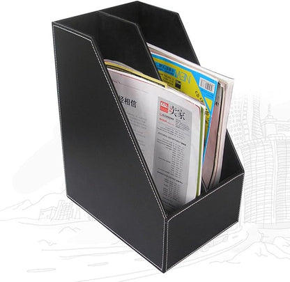 KINGFOM 7-Piece Desk Organizer Set for Home & Office, Includes File Holder, Tissue Box Cover, Desk Pad, Note Paper Holder, Pen Holder, Black