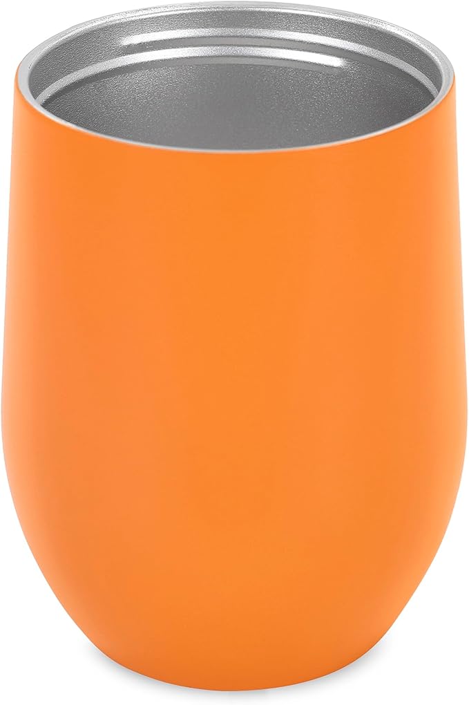 makerflo 12 oz Orange Powder Coated Wine Tumbler with Leak-Proof Clear Lid - Pack of 25, Ideal for Craft and Personalization (Laser Engraving, UV DTF, Epoxy, and Vinyl)