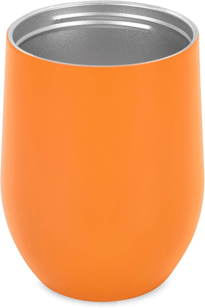 makerflo 12 oz Orange Powder Coated Wine Tumbler with Leak-Proof Clear Lid - Pack of 25, Ideal for Craft and Personalization (Laser Engraving, UV DTF, Epoxy, and Vinyl)