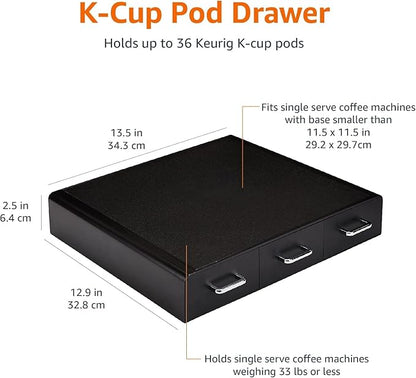 Amazon Basics K-Cup Compatible Coffee Pod Storage Drawer, 3 Easy-Open Drawers, 36 Pod Capacity, Black