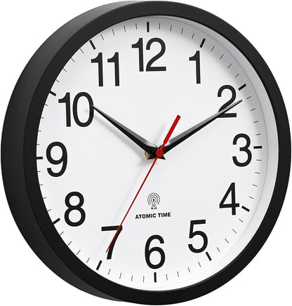 Rohioue Atomic Wall Clock, Modern 14 Inch Battery Operated Wall Clocks, Analog Clock for Living Room, Office, Home, Bedroom, Kitchen, Bathroom(Black)