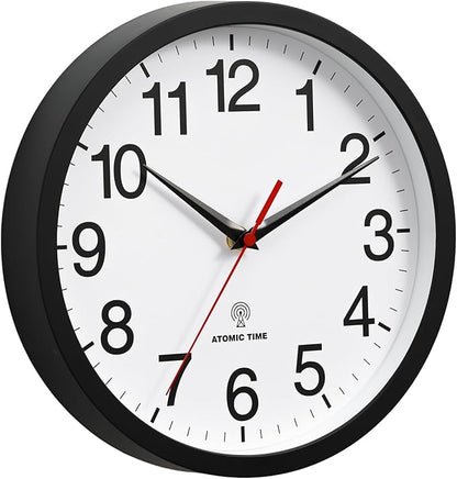 Rohioue Atomic Wall Clock, Modern 12 Inch Battery Operated Wall Clocks, Analog Clock for Living Room, Office, Home, Bedroom, Kitchen, Bathroom(Black)