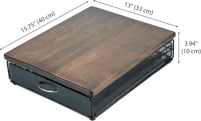 HiveNets for Vertuo Coffee Capsule Storage Drawer Compatible with Nespresso Vertuoline Pods Holder Metal and Wood Top Organizer (can hold 50 Pods)