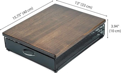 HiveNets for Vertuo Coffee Capsule Storage Drawer Compatible with Nespresso Vertuoline Pods Holder Metal and Wood Top Organizer (can hold 50 Pods)