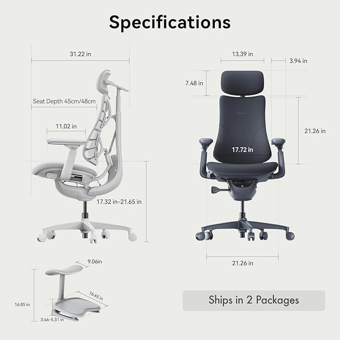 LiberNovo Dynamic Ergonomic Desk Chair + StepSync Footrest Bundle - Comfy Home Office Chair with Adaptive Lumbar Support, 160° Recline & Built-in Spine Stretch, Green+45cm