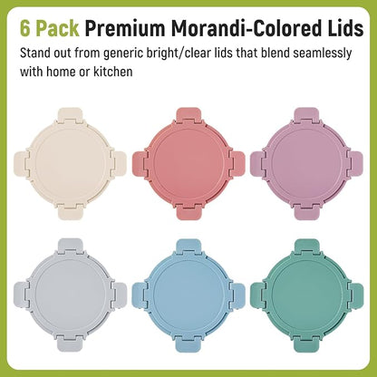 [UPGRADED LID] 6 Sets 3 Cup/24oz Borosilicate Glass Meal Prep Containers with Lids, Food Storage Bowl Jars for Soup Leftover Meal Lunch Oats Fruit Deli Salads - Microwave, Oven, Freezer Safe -BPA Free