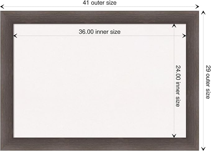 Amanti Art White Cork Board for Wall, 29x41 Vision Board with Brown Wood Frame, Large Corkboard Office Decor for Home Organization, Rustic Farmhouse Corkboard Pinboard to display items for home